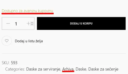 Dostupno za avansnu prdaju i Arhiva